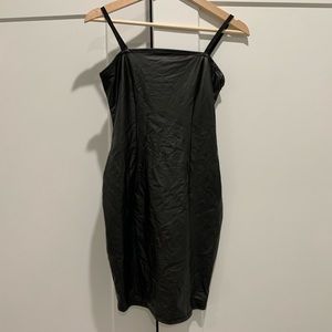Strap faux leather dress - S